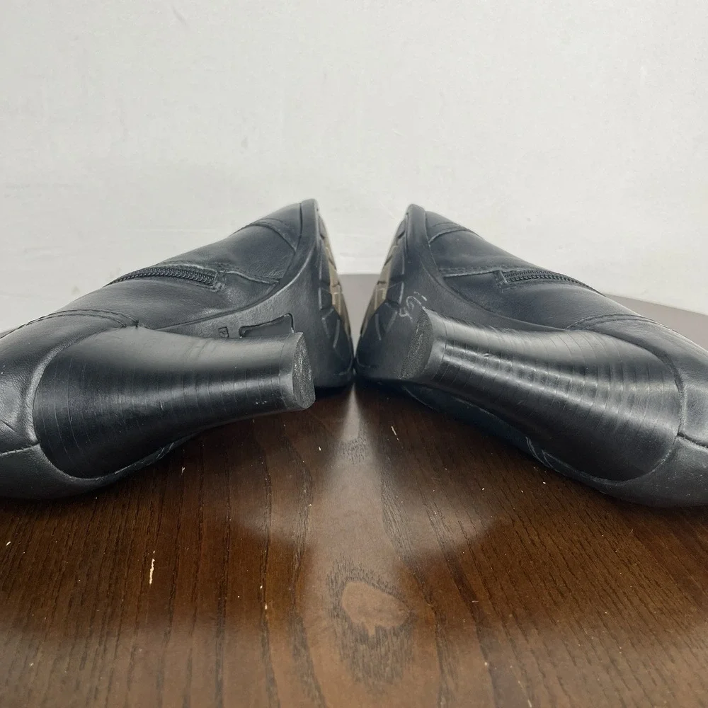 Born Claire Boots Women's 7.5M Black Leather‎ Block Heel Ankle Booties Zip